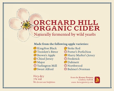 Orchard Hill Organic Cider label